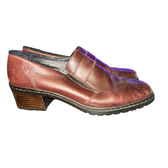 Rieker Dana Heeled Loafers Women's Size 6 Brown Leather Slip On Comfort Shoes - Picture 3 of 8